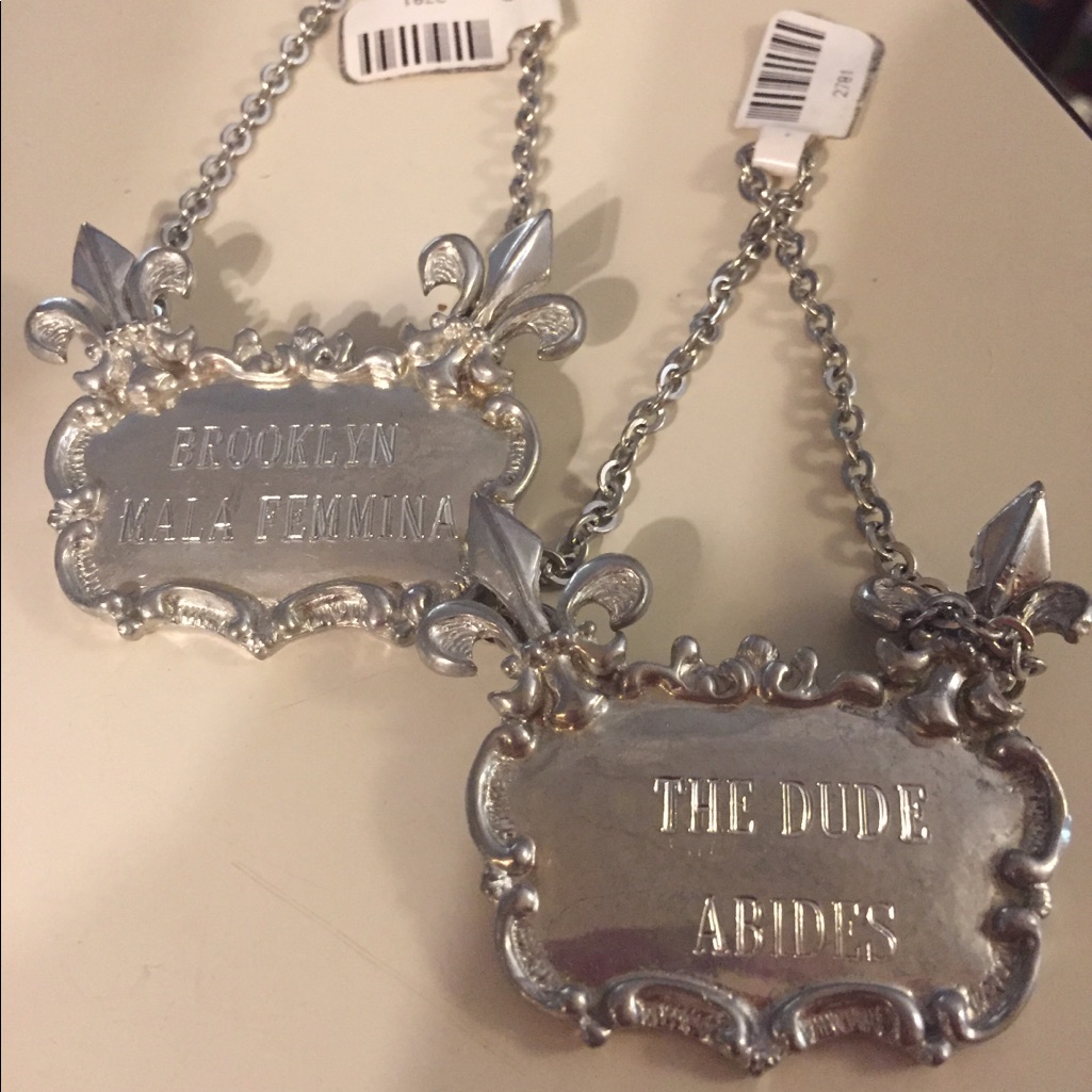 M Meuller Hand Crafted Pewter Decanter Labels!!!